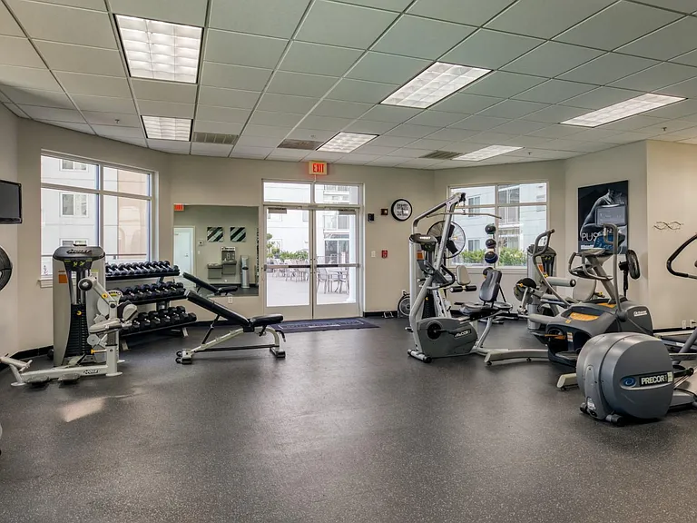 Expansive fitness center with top notch cardio and weight training equipment