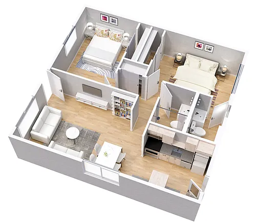 Floor plan Renovated 2 Bed 2 Bath A1 Large Yard