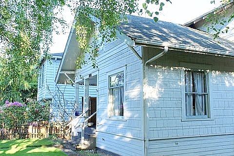 front of house with birch trees
