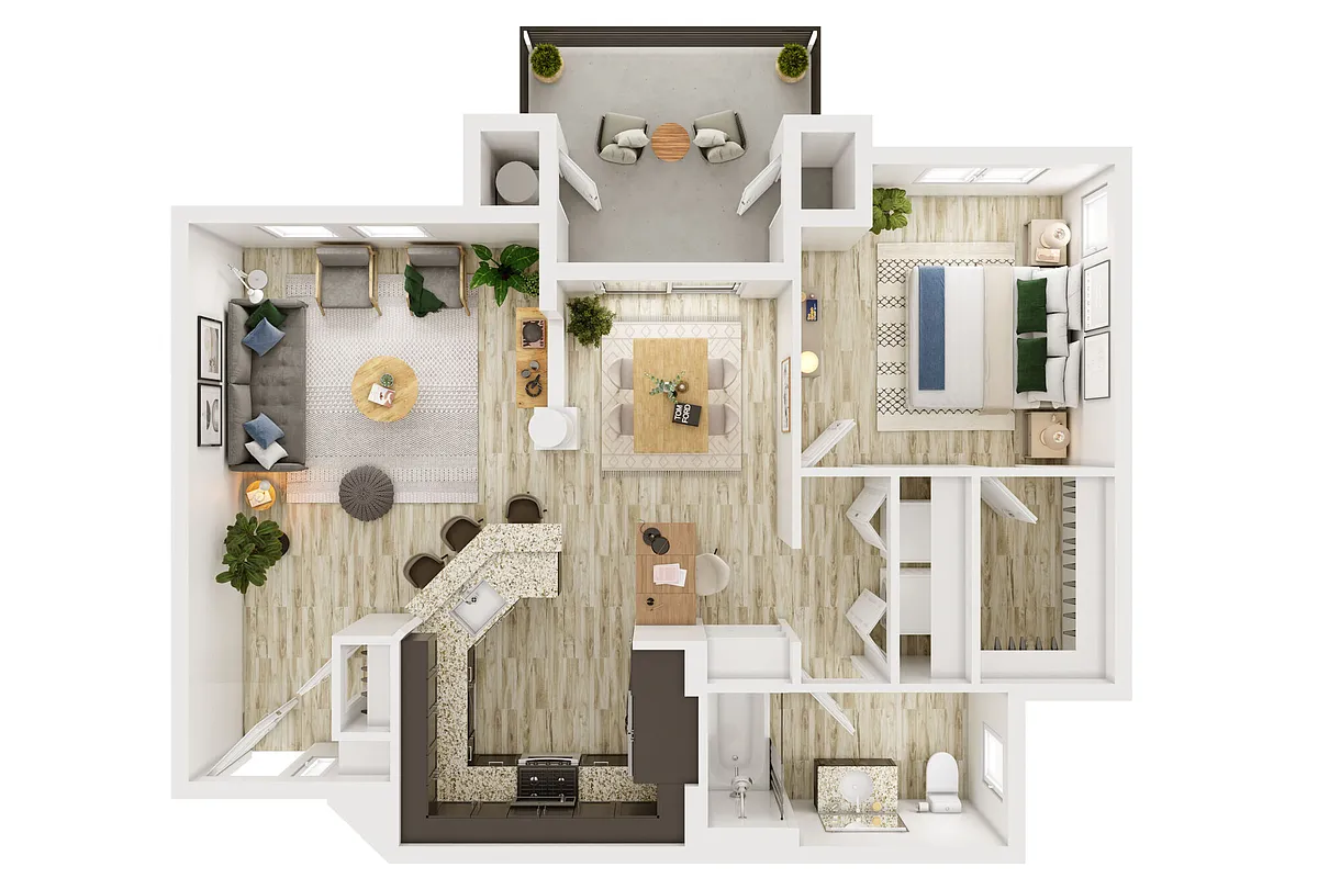 Floor plan 1BD 1BTH F1
