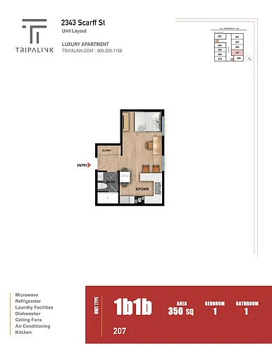 Floor plan Studio - 350 sqft