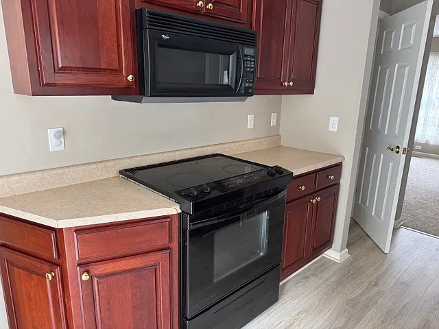 Microwave and electric stove.