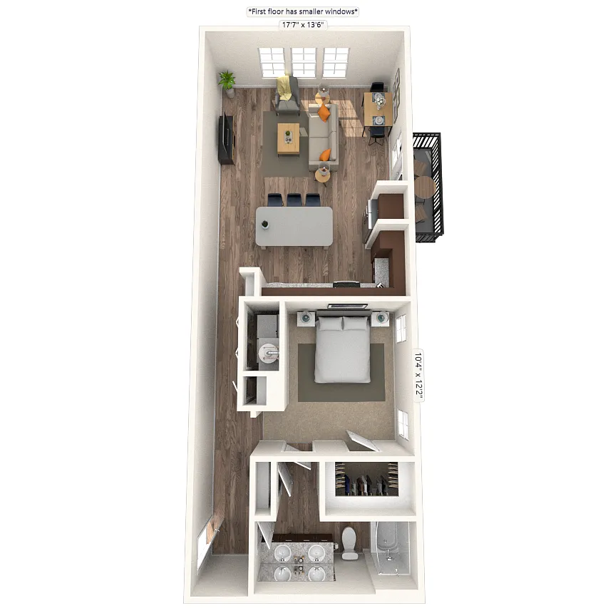 Floor plan Traditional 1x1 749-982 SF