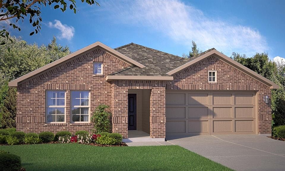 Front Elevation - D.R. Horton''s Texas CaliFloorplan Elevation C - All Home and community information, including pricing, included features, terms, availability and amenities, are subject to change at any time without notice or obligation. All Drawings, pictures, photographs, video, square footages, floor plans, elevations, features, colors and sizes are approximate for illustration purposes only and will vary from the homes as built.