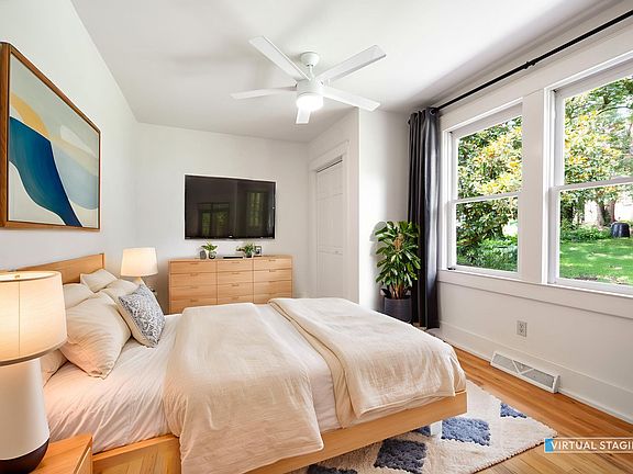 2nd bedroom. Looks out over a vacant lot.