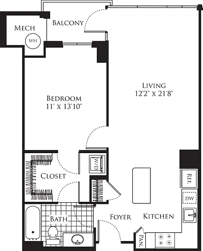 Floor plan 1 Bedroom- 754
