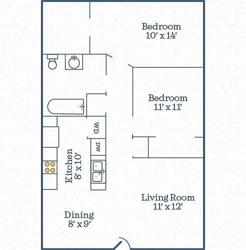 Floor plan 2 bedroom 1 bath