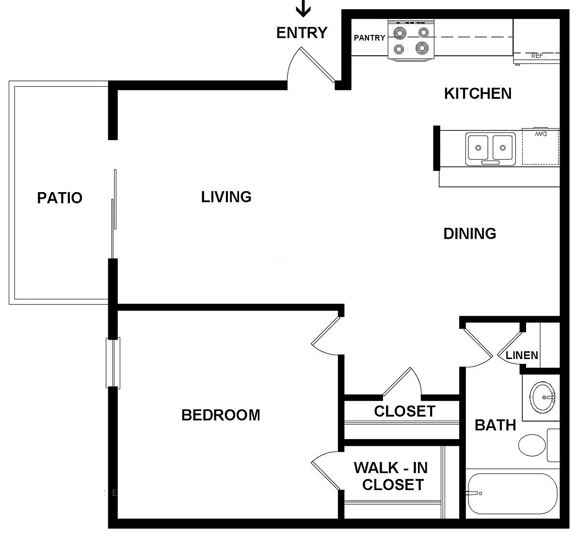 Floor plan 1BR 610sq ft