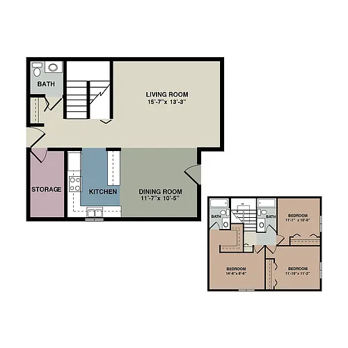 Floor plan 3 Bedroom Townhome