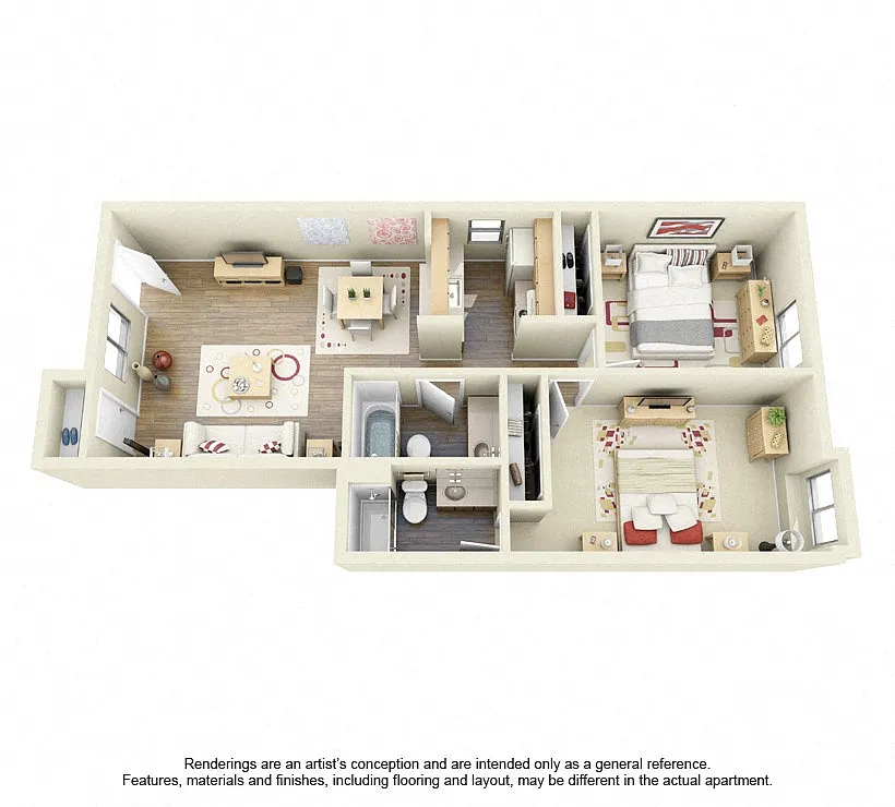 Floor plan 2B (863 sf)