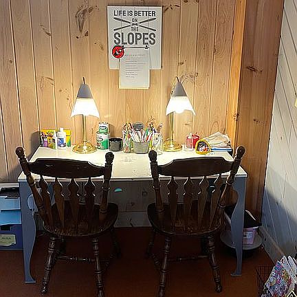 Pantry space behind kitchen