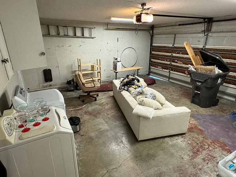 Two car garage will be empty when rented
