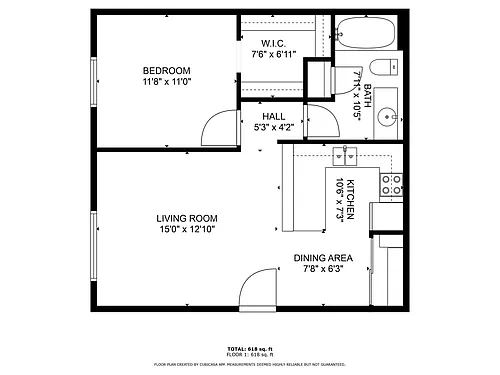 Floor plan 1 Bedroom Apartments