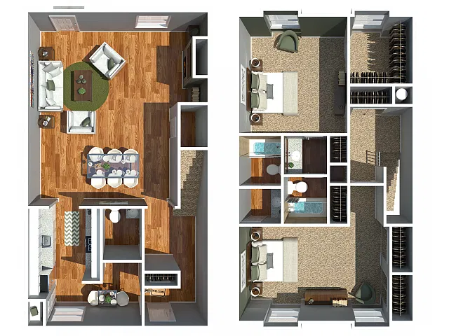Floor plan 2 Bedroom Townhome