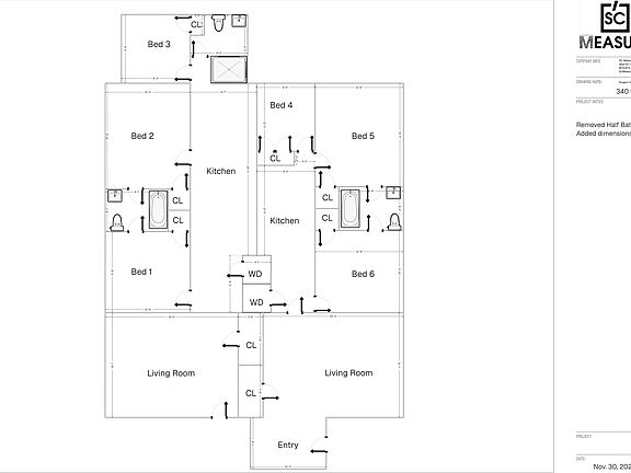 Left Side Floorplan Bed 1,2,3 (Duplex)