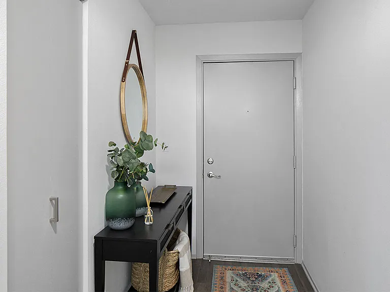 Spacious entry ways with coat closets