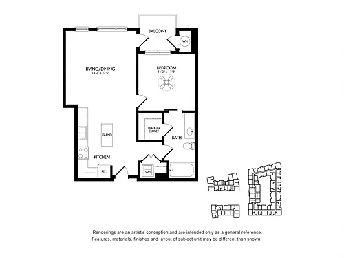 Floor plan 1L w/ Balcony