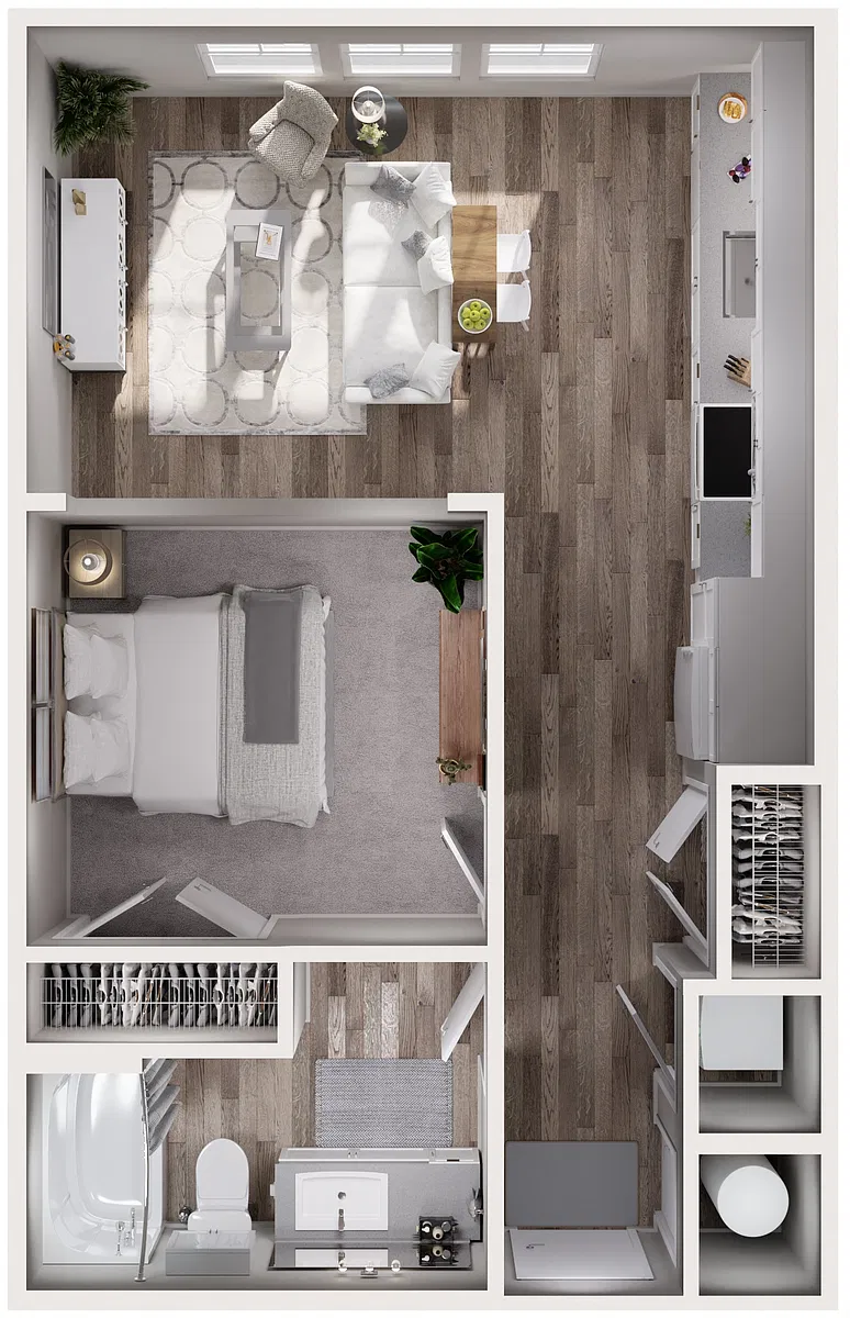 Floor plan Studio (597 SF)