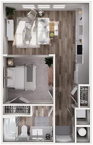 Floor plan Studio (597 SF)