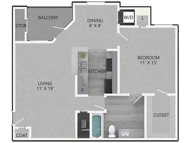 Floor plan 1 BEDROOM