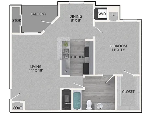 Floor plan 1 BEDROOM