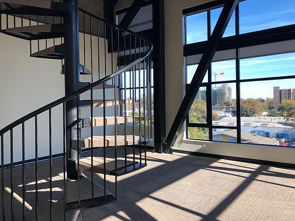 Spiral steel staircase leading upstairs