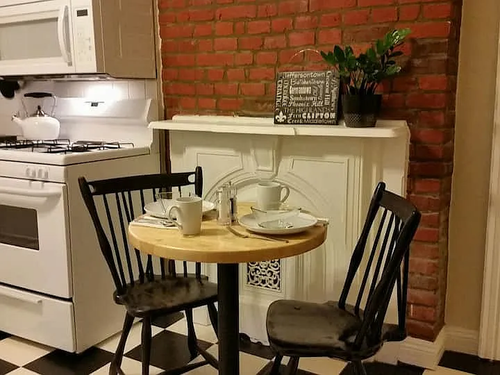 Eat in kitchen fits small table.