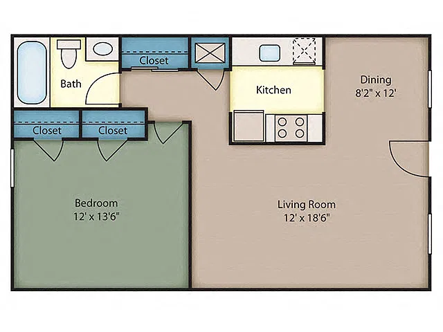 Floor plan 1 Bed 1 Bath