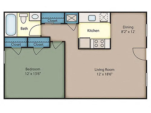 Floor plan 1 Bed 1 Bath