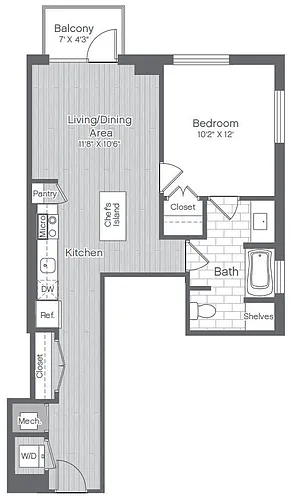 Floor plan 1 Bed/1 Bath-A4