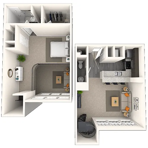 Floor plan Traditional 1x1.5 859-878 SF