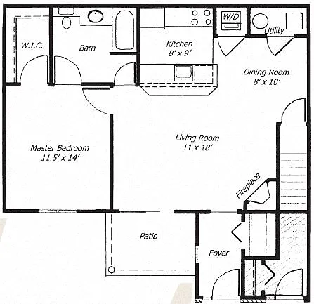 Floor plan 1 Bedroom Large - 1st Floor
