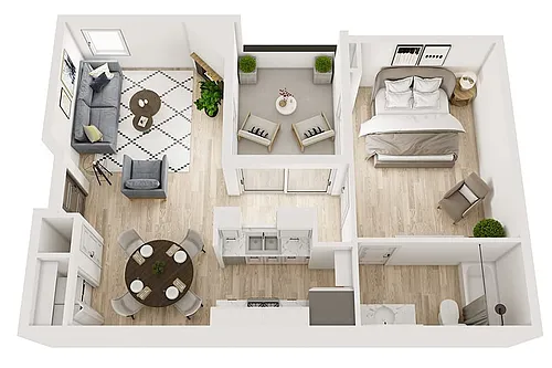 Floor plan 1 Bedroom D