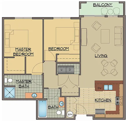 Floor plan 2BD, 2BTH A Rehab
