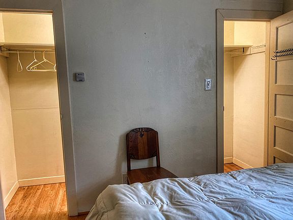 Large closet with lighting.