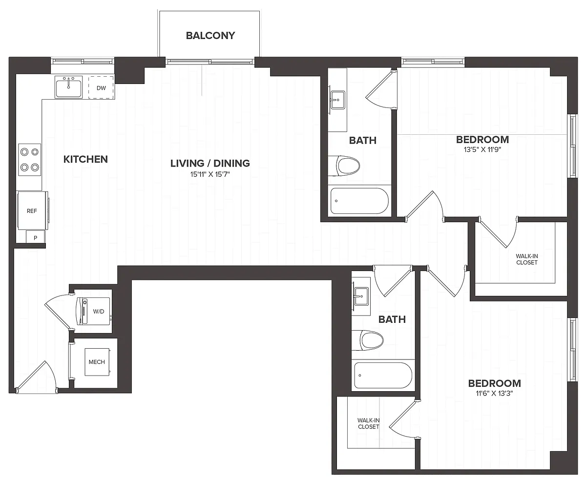 Floor plan 2 Bed/2 Bath-B2