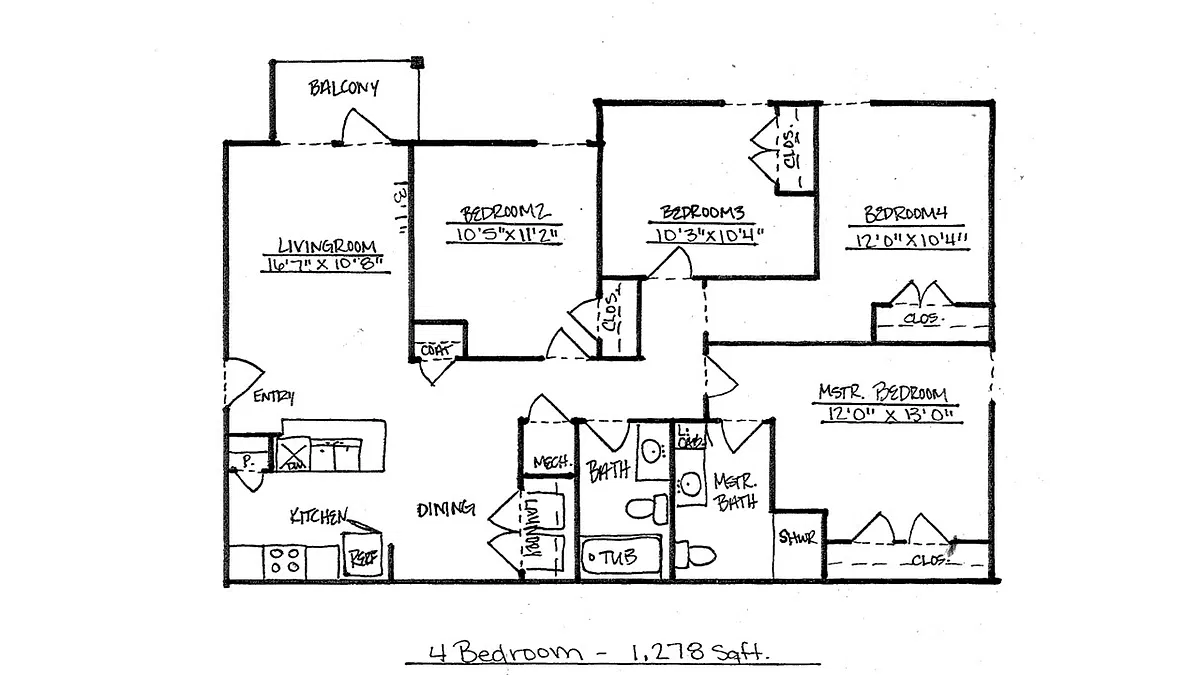 Floor plan 4 Bedroom - All PBV Units