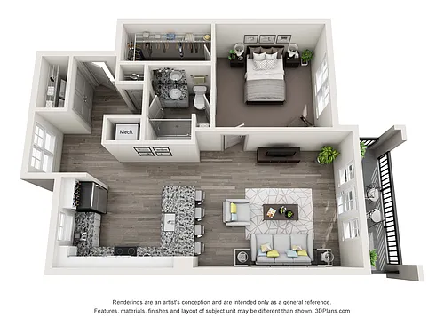 Floor plan A4 - One Bedroom, One Bathroom