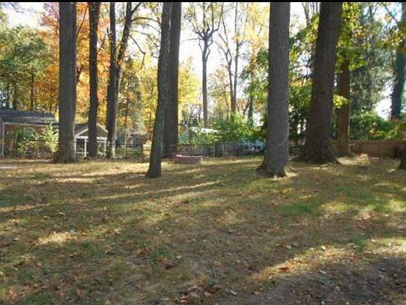 Huge Tree-lined retreat backyard with fire pit and shed