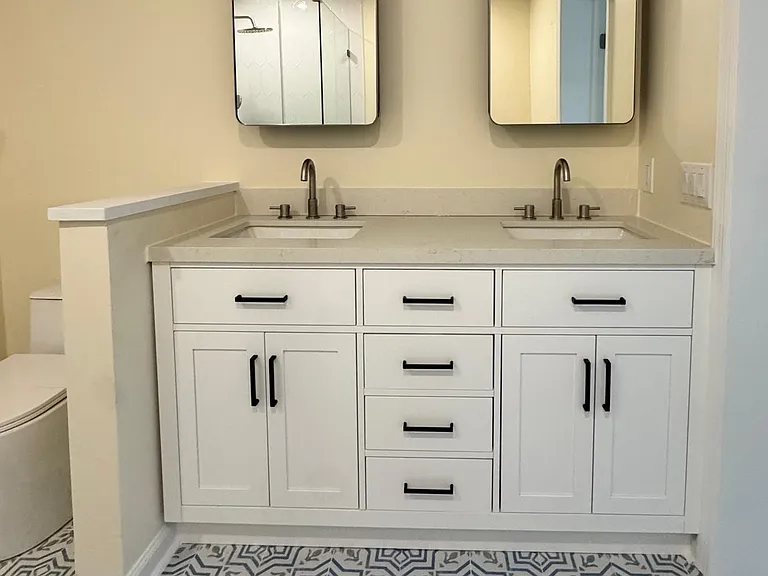 Master Bath with new vanity, tile, tolet