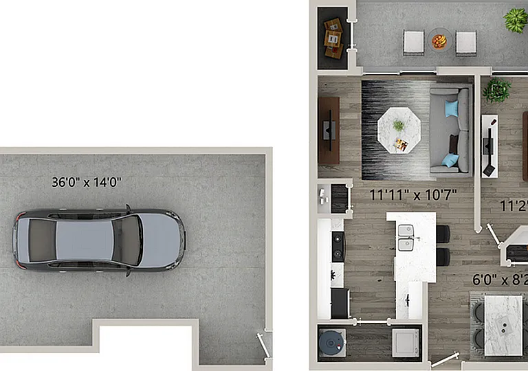 1x1 595 sqft- A1 garage 1x1 595 sqft- A1 garage