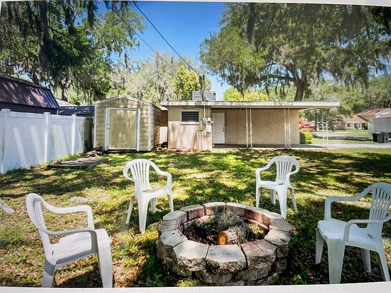 Back of house, storage unit and fire pit