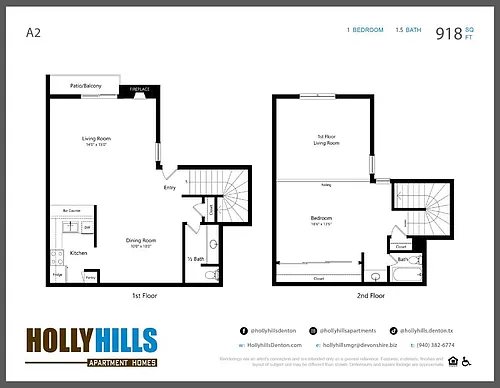 Floor plan A2 1x1.5 TH