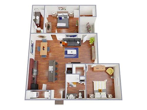 Floor plan 2 Bed, 2 Bath B (140% Income Restricted)