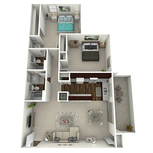 Floor plan Woodcrest- 2 Bed 2 Bath