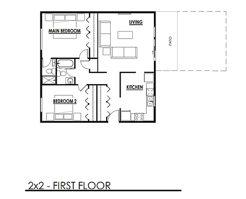 Floor plan 2 Bed 2 Bath - Connected Patio