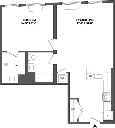 Floor plan 1 Bed/1 Bath-1A-2