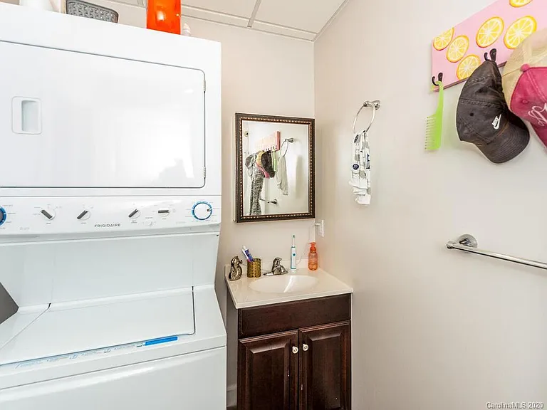 Washer and dryer located in bathroom