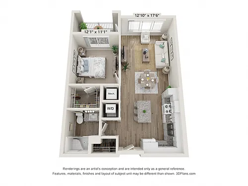 Floor plan One Bedroom A