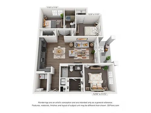 Floor plan Crockett (3 Bed)